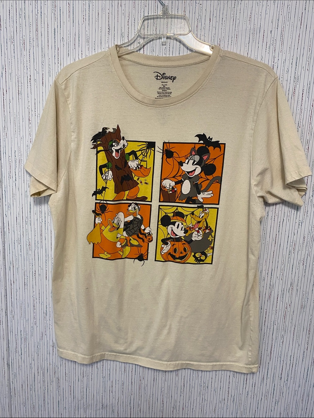 Disney Cream XL Short-Sleeve Halloween Panel Tee with Orange & Yellow Graphics